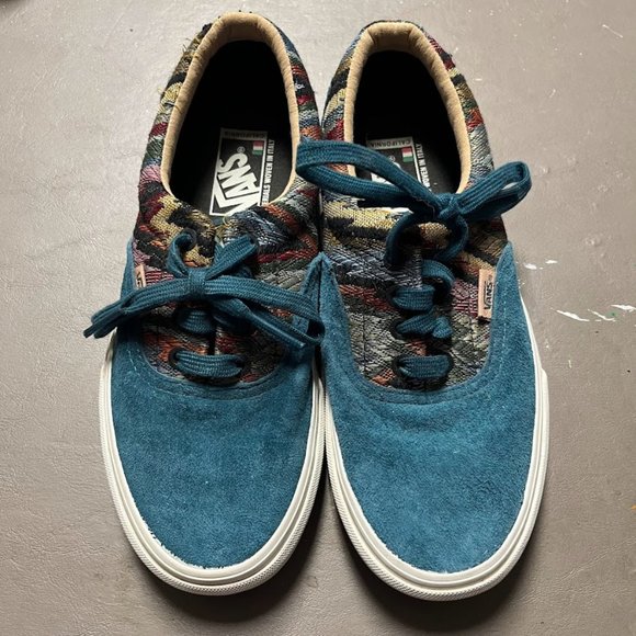 Vans Size 7.5 Dark Teal Geometric Print - Picture 2 of 7